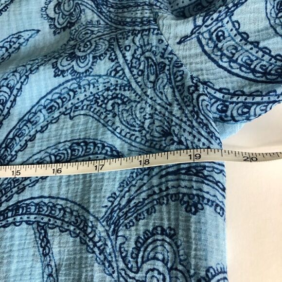 TOMMY BAHAMA Blue White Pop over Blouse Women XS - Picture 7 of 9